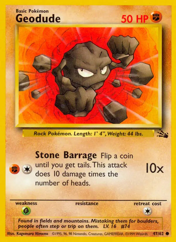 Geodude 47/62 (Fossil)  - Unlimited | Good Games Adelaide SA