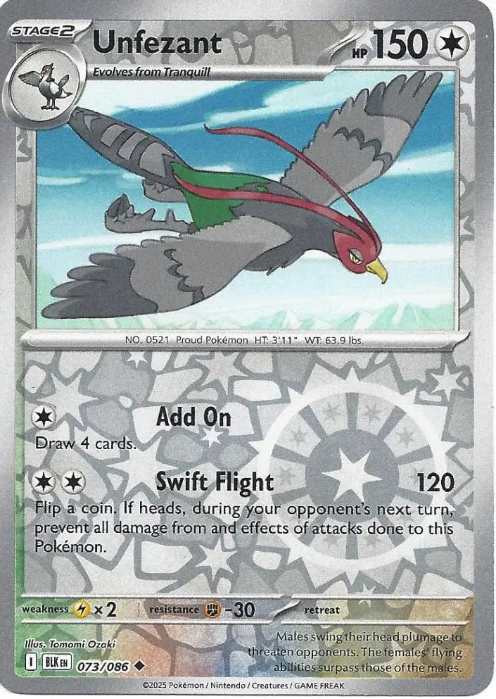 Unfezant 073/086 (SV: Black Bolt)  - Reverse Holofoil | Good Games Adelaide SA