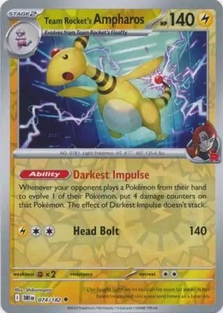 Team Rocket's Ampharos 074/182 (SV10: Destined Rivals)  - Reverse Holofoil | Good Games Adelaide SA