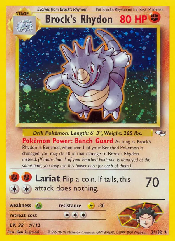 Brocks Rhydon 002/132 (Gym Heroes)  - Unlimited Holofoil | Good Games Adelaide SA