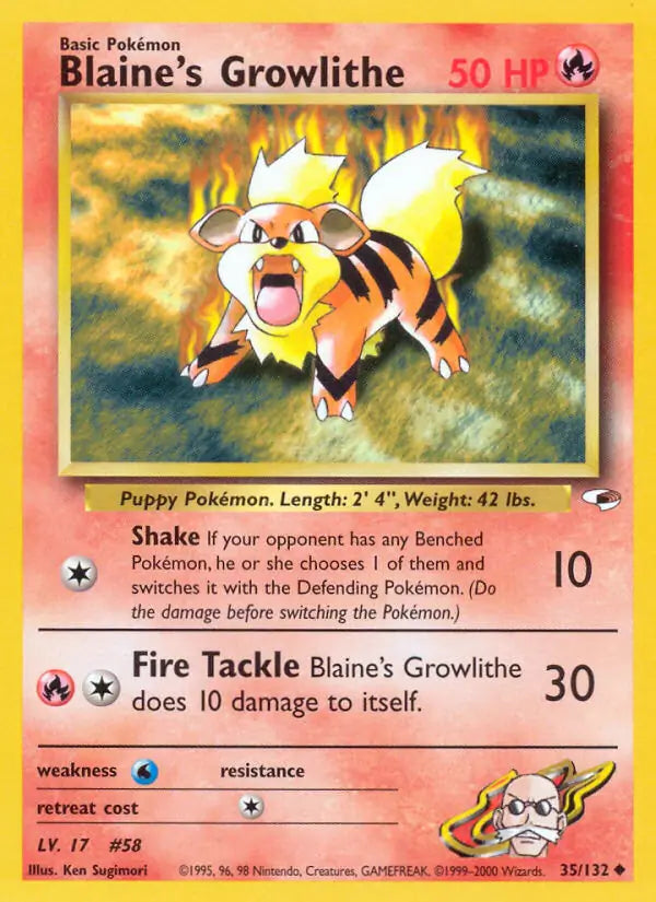 Blaines Growlithe  035/132 (Gym Heroes)  - Unlimited | Good Games Adelaide SA