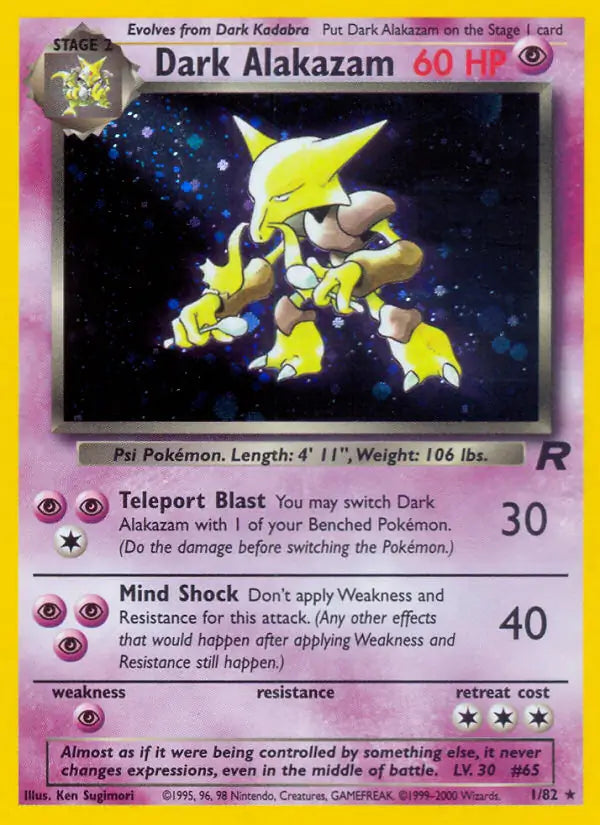 Dark Alakazam 01/82 (Team Rocket)  - Unlimited Holofoil | Good Games Adelaide SA
