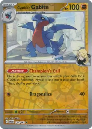 Cynthia's Gabite 103/182 (SV10: Destined Rivals)  - Reverse Holofoil | Good Games Adelaide SA