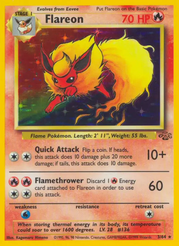 Flareon 03/64 (Jungle)  - Unlimited Holofoil | Good Games Adelaide SA