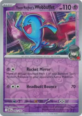 Team Rocket's Wobbuffet 082/182 (SV10: Destined Rivals)  - Reverse Holofoil | Good Games Adelaide SA