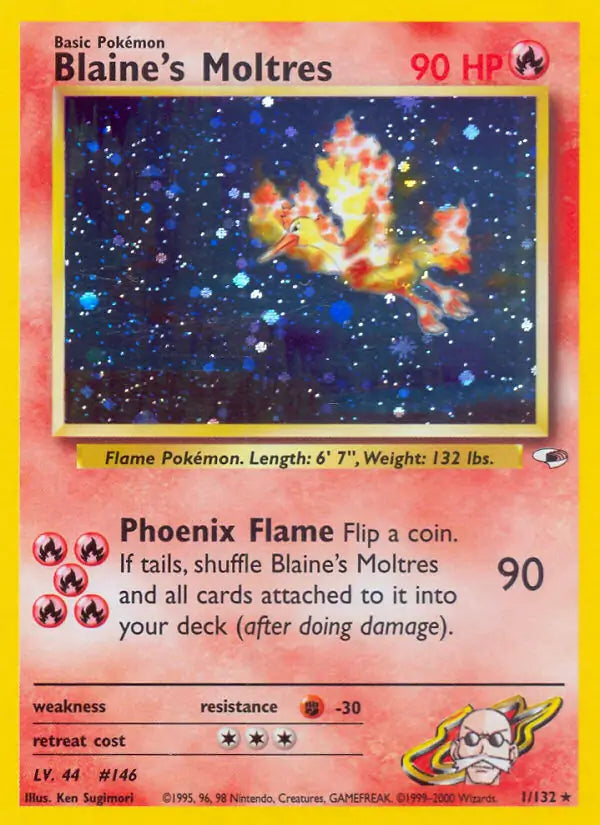 Blaines Moltres 001/132 (Gym Heroes)  - Unlimited Holofoil | Good Games Adelaide SA