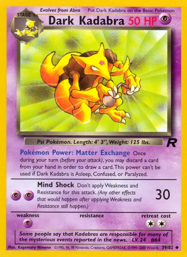 Dark Kadabra 39/82 (Team Rocket)  - Unlimited | Good Games Adelaide SA