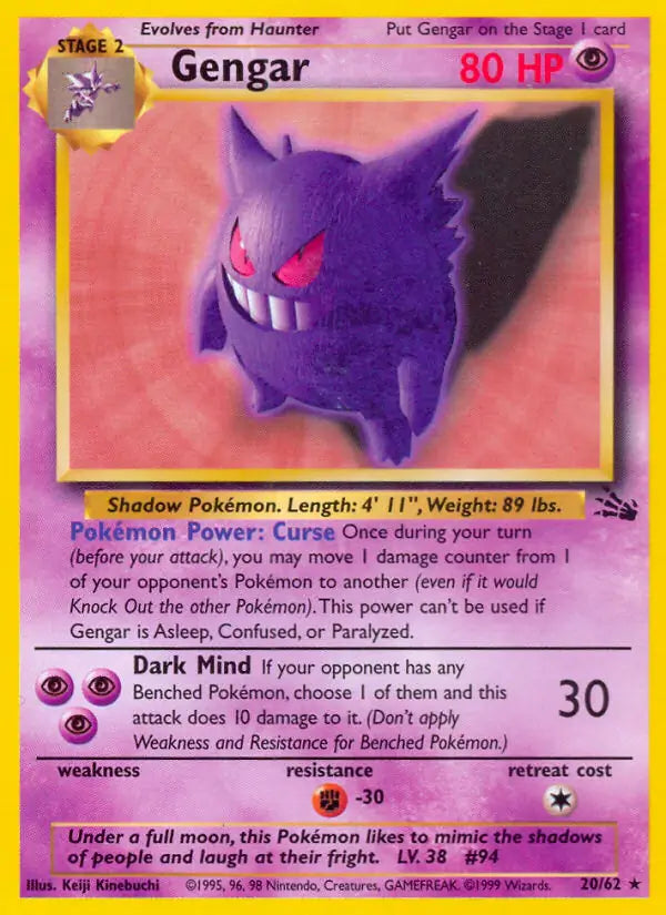 Gengar 20/62 (Fossil)  - Unlimited | Good Games Adelaide SA
