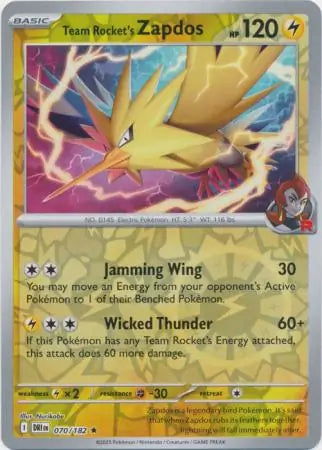 Team Rocket's Zapdos 070/182 (SV10: Destined Rivals)  - Reverse Holofoil | Good Games Adelaide SA