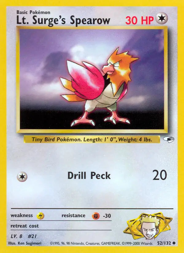 Lt. Surge's Spearow 052/132 (Gym Heroes)  - Unlimited | Good Games Adelaide SA