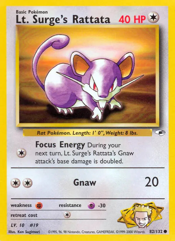 Lt. Surge's Rattata 082/132 (Gym Heroes)  - Unlimited | Good Games Adelaide SA
