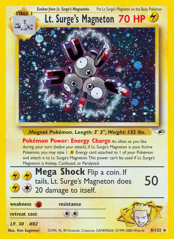 Lt. Surge's Magneton 008/132 (Gym Heroes)  - Unlimited Holofoil | Good Games Adelaide SA