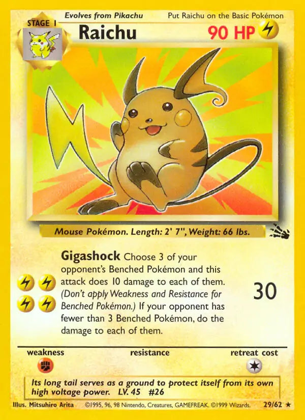 Raichu  29/62 (Fossil)  - Unlimited | Good Games Adelaide SA