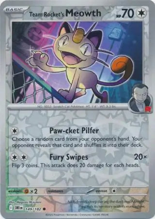 Team Rocket's Meowth 149/182 (SV10: Destined Rivals)  - Reverse Holofoil | Good Games Adelaide SA