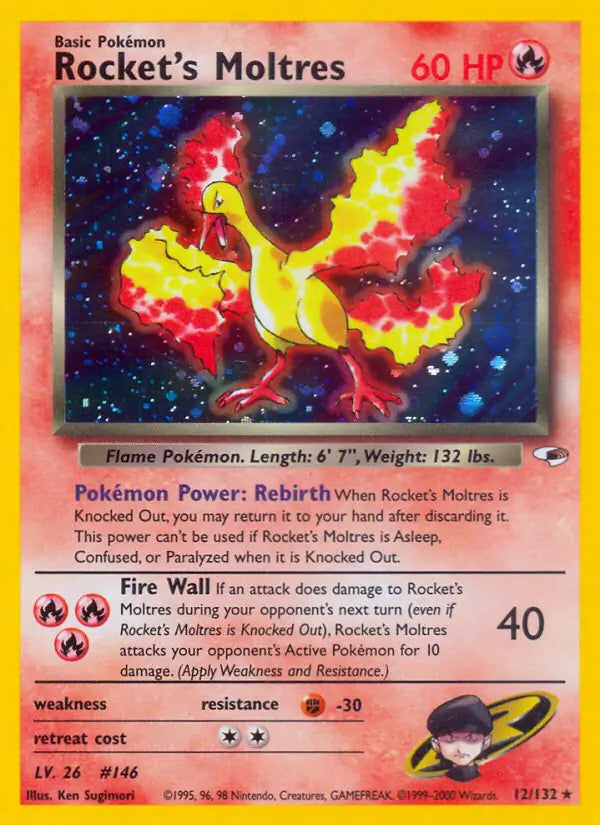 Rocket's Moltres 012/132 (Gym Heroes)  - Unlimited Holofoil | Good Games Adelaide SA