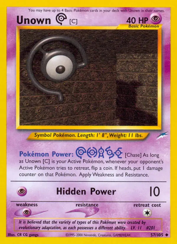 Unown C 057/105 (Neo Destiny)  - Unlimited | Good Games Adelaide SA