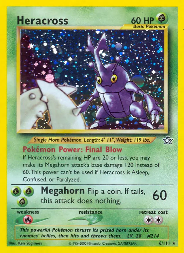 Heracross 006/111 (Neo Genesis)  - Unlimited Holofoil | Good Games Adelaide SA