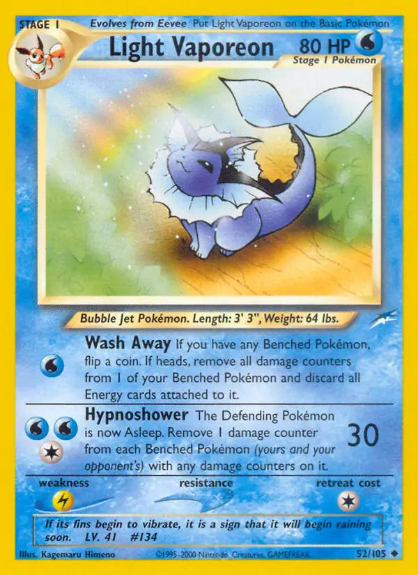 Light Vaporeon 052/105 (Neo Destiny)  - Unlimited | Good Games Adelaide SA