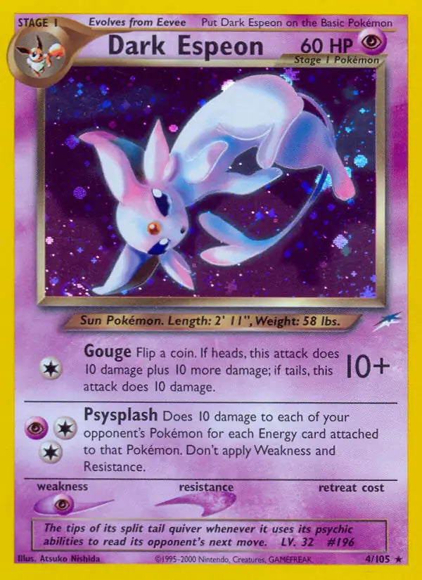 Dark Espeon 004/105 (Neo Destiny)  - Unlimited Holofoil | Good Games Adelaide SA