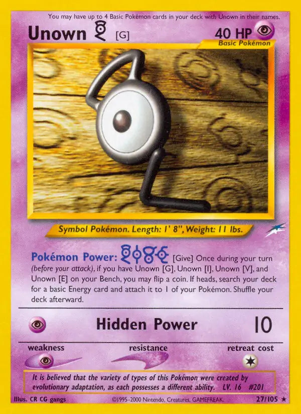 Unown G 027/105 (Neo Destiny)  - Unlimited | Good Games Adelaide SA
