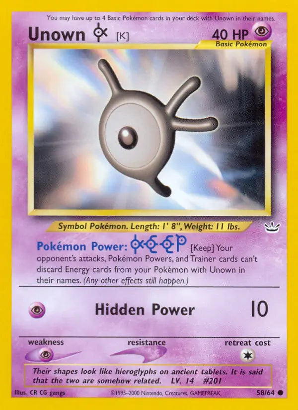 Unown K 58/64 (Neo Revelation)  - Unlimited | Good Games Adelaide SA