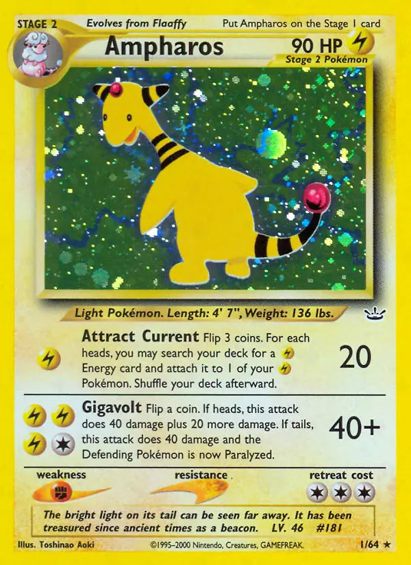 Ampharos 01/64 (Neo Revelation)  - Unlimited Holofoil | Good Games Adelaide SA