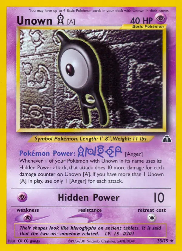 Unown A 33/75 (Neo Discovery)  - Unlimited | Good Games Adelaide SA