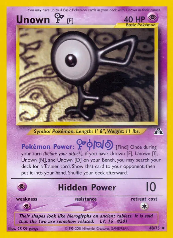 Unown F 48/75 (Neo Discovery)  - Unlimited | Good Games Adelaide SA