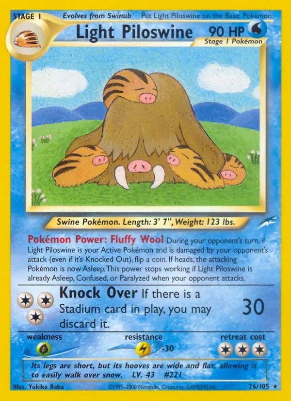 Light Piloswine 026/105 (Neo Destiny)  - Unlimited | Good Games Adelaide SA