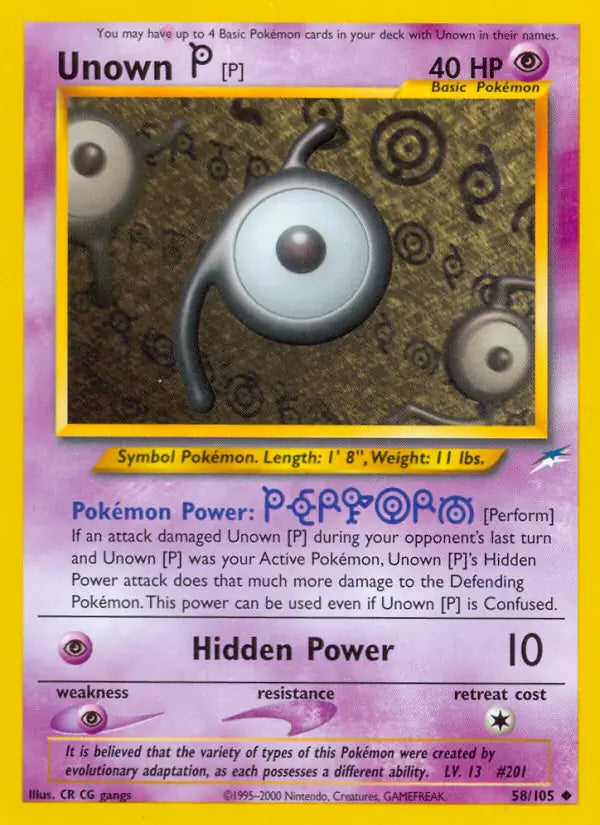Unown P 058/105 (Neo Destiny)  - Unlimited | Good Games Adelaide SA