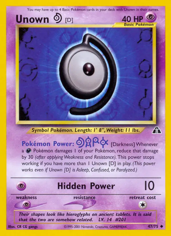 Unown D 47/75 (Neo Discovery)  - Unlimited | Good Games Adelaide SA