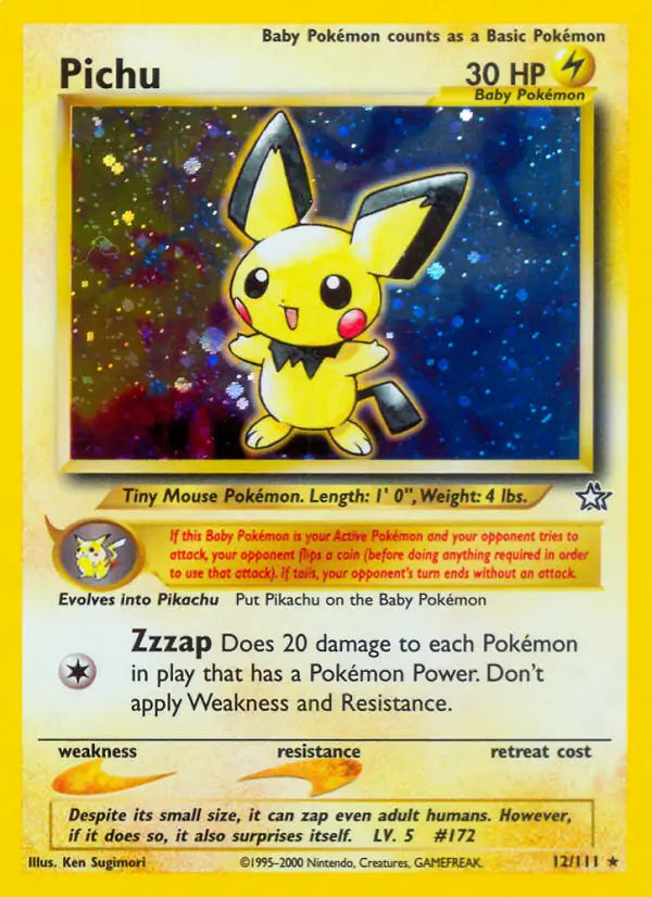 Pichu 012/111 (Neo Genesis)  - Unlimited Holofoil | Good Games Adelaide SA