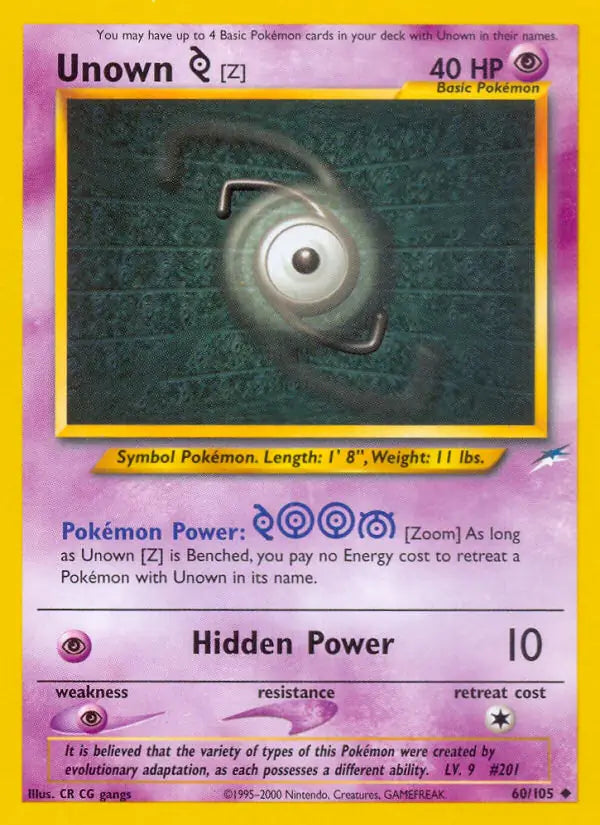 Unown Z 060/105 (Neo Destiny)  - Unlimited | Good Games Adelaide SA
