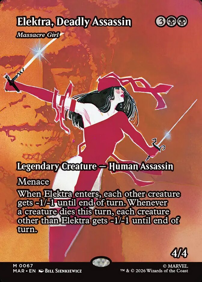 Elektra, Deadly Assassin - Massacre Girl 67/0 (Marvel Universe Eternal-Legal)  - Borderless Foil | Good Games Adelaide SA