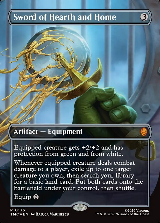 Sword of Hearth and Home Borderless 136/0 (Commander: Teenage Mutant Ninja Turtles)  - Foil | Good Games Adelaide SA