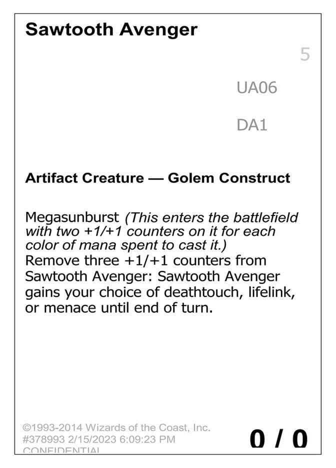 Sawtooth Avenger UA06b/477 (Un-Known Event Playtest Cards)  | Good Games Adelaide SA