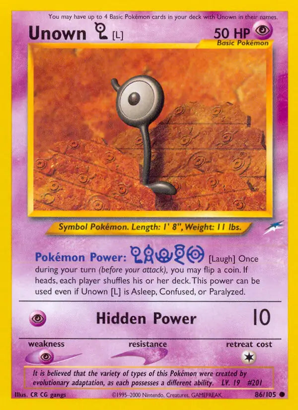 Unown L 086/105 (Neo Destiny)  - Unlimited | Good Games Adelaide SA