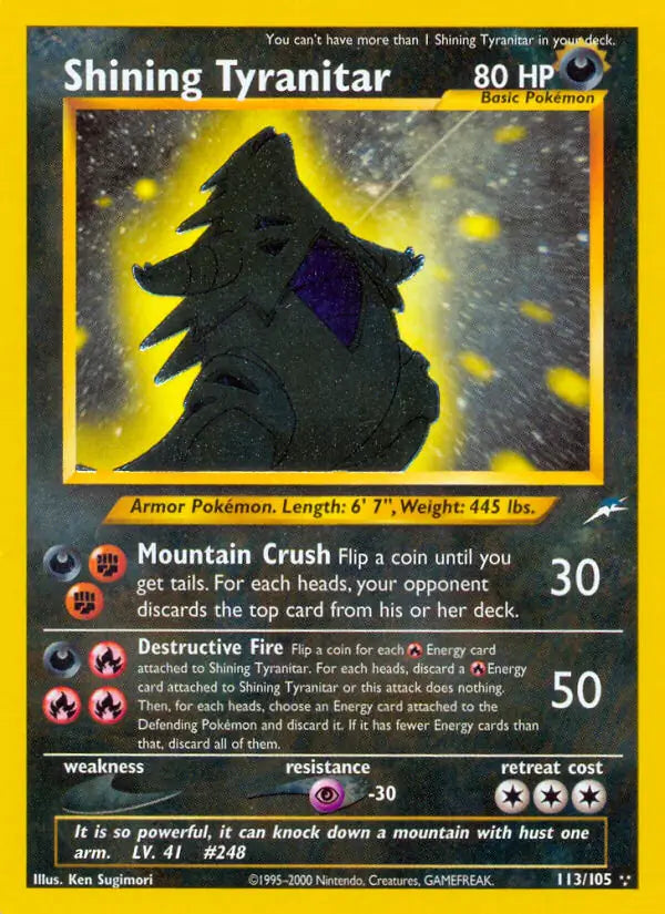 Shining Tyranitar 113/105 (Neo Destiny)  - Unlimited Holofoil | Good Games Adelaide SA