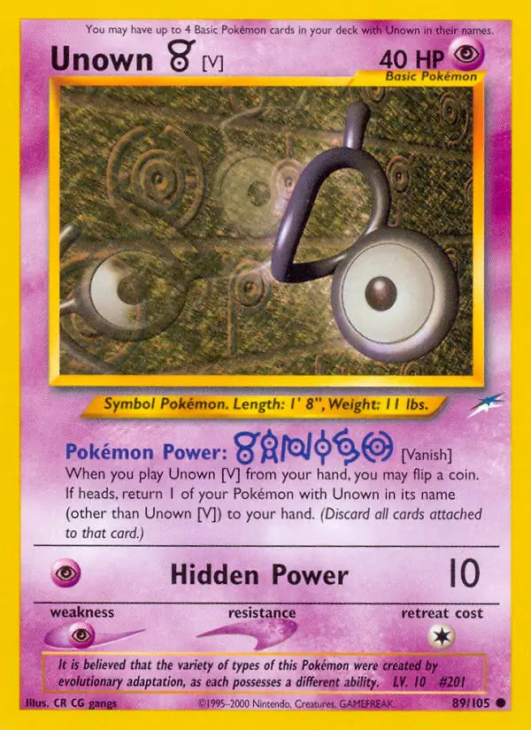 Unown V 089/105 (Neo Destiny)  - Unlimited | Good Games Adelaide SA