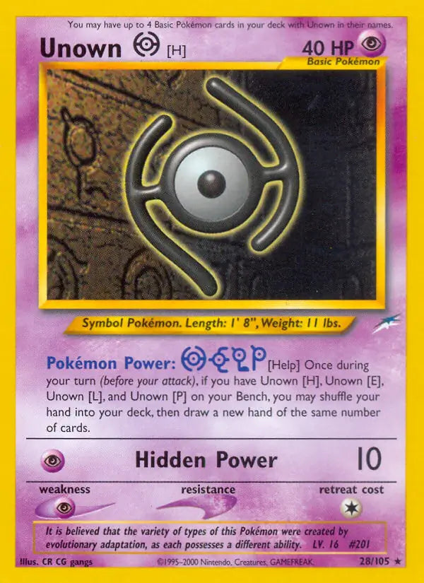 Unown H 028/105 (Neo Destiny)  - Unlimited | Good Games Adelaide SA