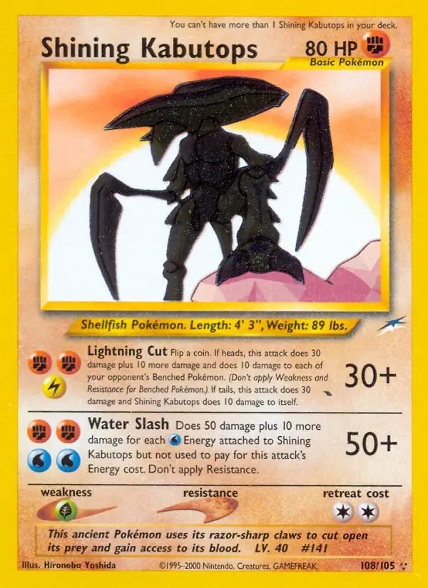 Shining Kabutops 108/105 (Neo Destiny)  - Unlimited Holofoil | Good Games Adelaide SA