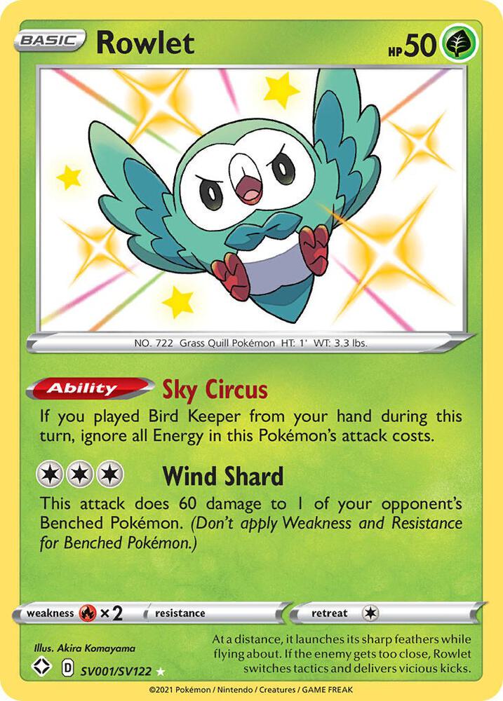 Rowlet SV001/SV122 (Shining Fates: Shiny Vault)  - Holofoil | Good Games Adelaide SA