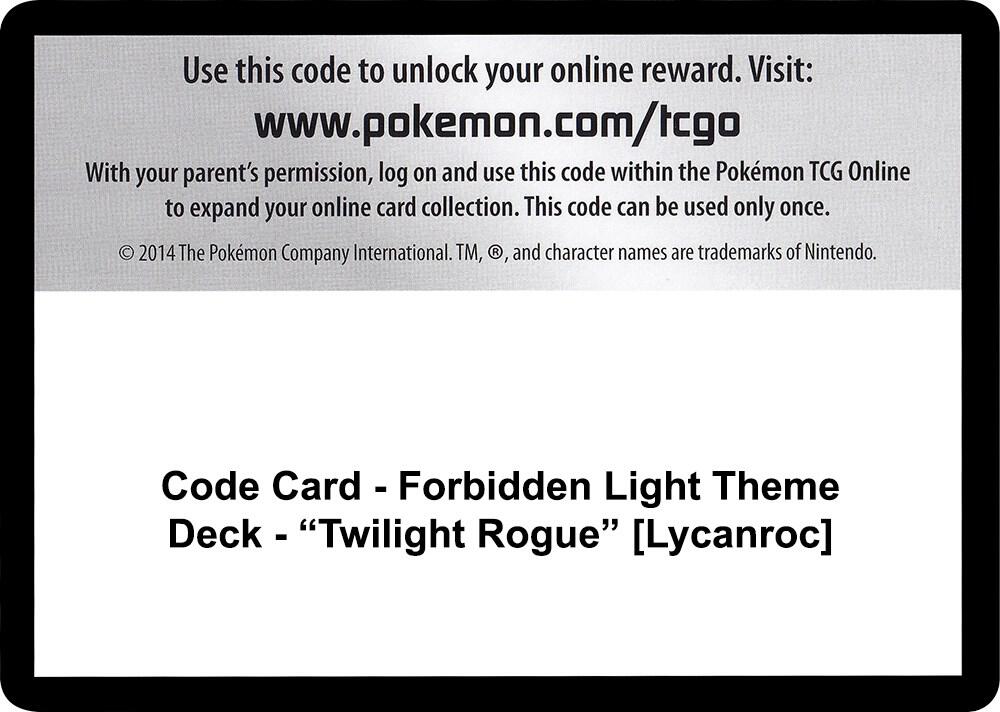 Code Card Forbidden Light Theme Deck Twilight Rogue Lycanroc  (SM - Forbidden Light)  | Good Games Adelaide SA