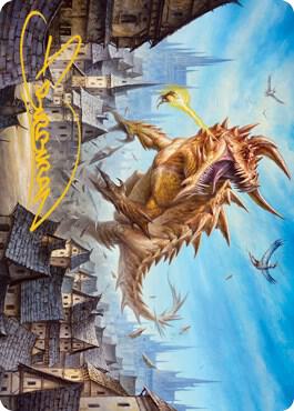 Tarrasque Art Card Gold Stamped Signature 19 (Art Series: Adventures in the Forgotten Realms)  | Good Games Adelaide SA