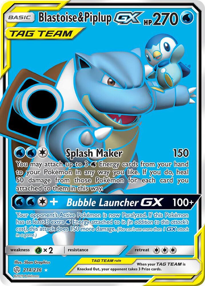 Blastoise and Piplup GX Full Art 214/236 (SM - Cosmic Eclipse)  - Holofoil | Good Games Adelaide SA