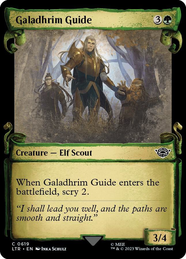 Galadhrim Guide 619 (Universes Beyond: The Lord of the Rings: Tales of Middle-earth)  - Showcase Scroll Foil | Good Games Adelaide SA