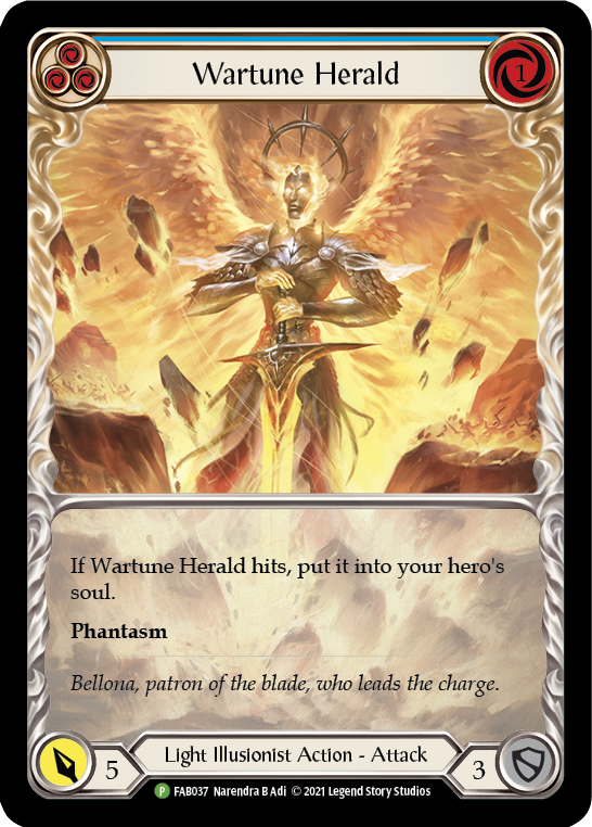 Wartune Herald (Blue Extended Art) [FAB037] (Promo)  Rainbow Foil | Good Games Adelaide SA