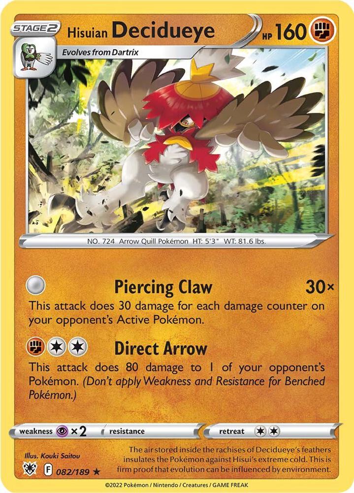 Hisuian Decidueye 082/189 (SWSH10: Astral Radiance)  - Holofoil | Good Games Adelaide SA