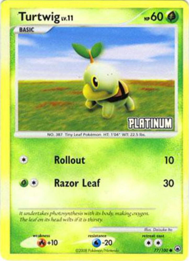 Turtwig 77 100 Platinum 077/100 (Burger King Promos)  - Reverse Holofoil | Good Games Adelaide SA