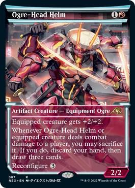 Ogre-Head Helm 387 (Kamigawa: Neon Dynasty)  - Showcase Foil | Good Games Adelaide SA